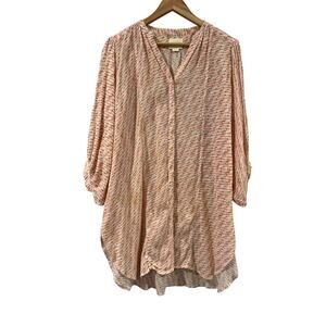 Maeve Orange Green Oversized Shirt Dress Small